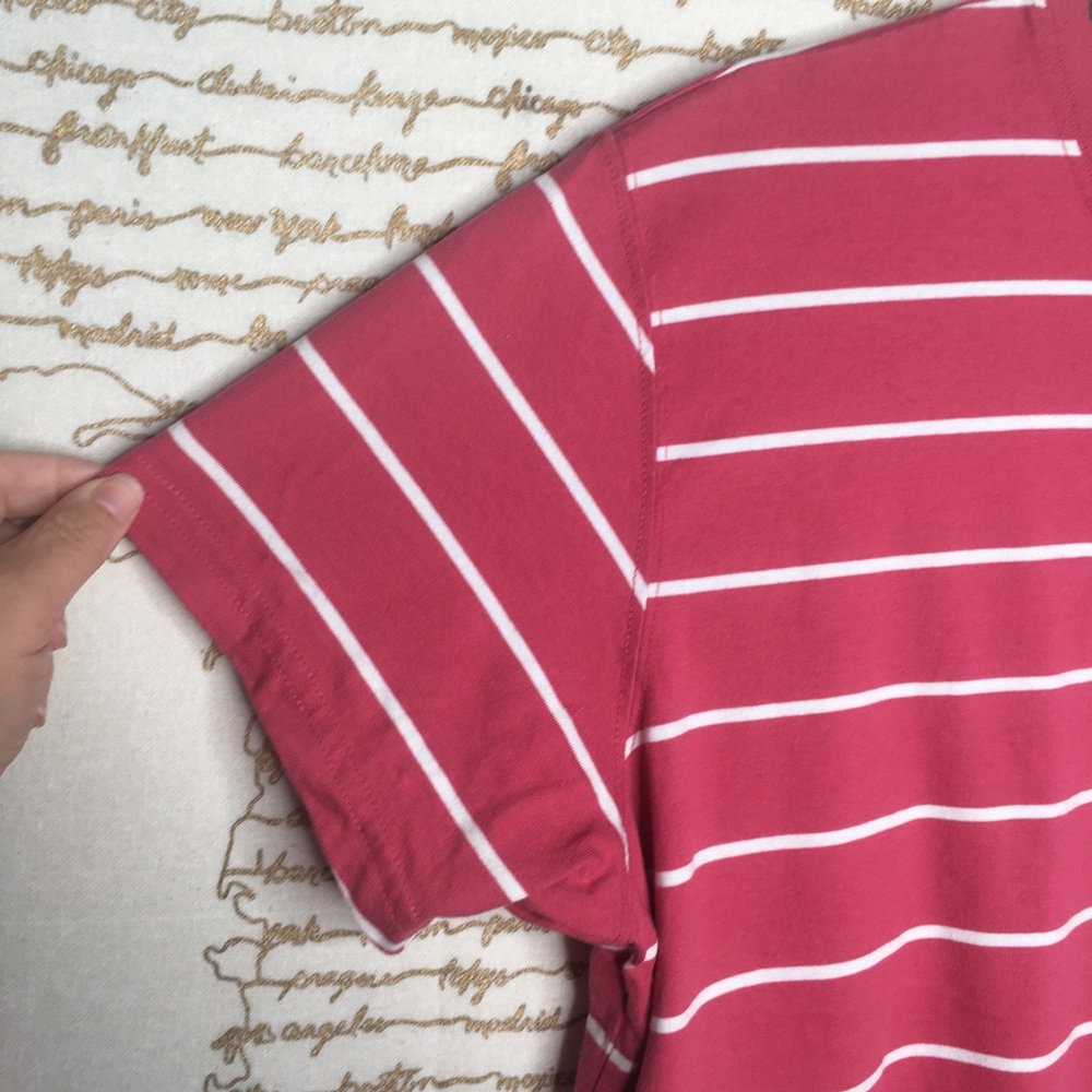 L.L. Bean Red and White Striped Short Sleeve Tee - Picture 2 of 5